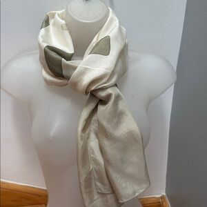 Silky Cream and Olive Polka Dot Scarf - Women's Accessory